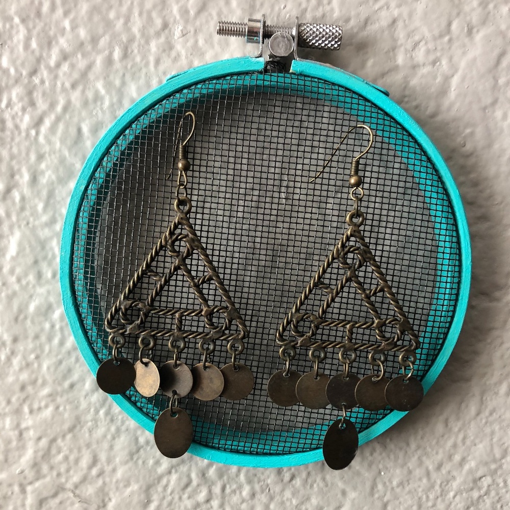 Bronze Triangle Dangle Earrings